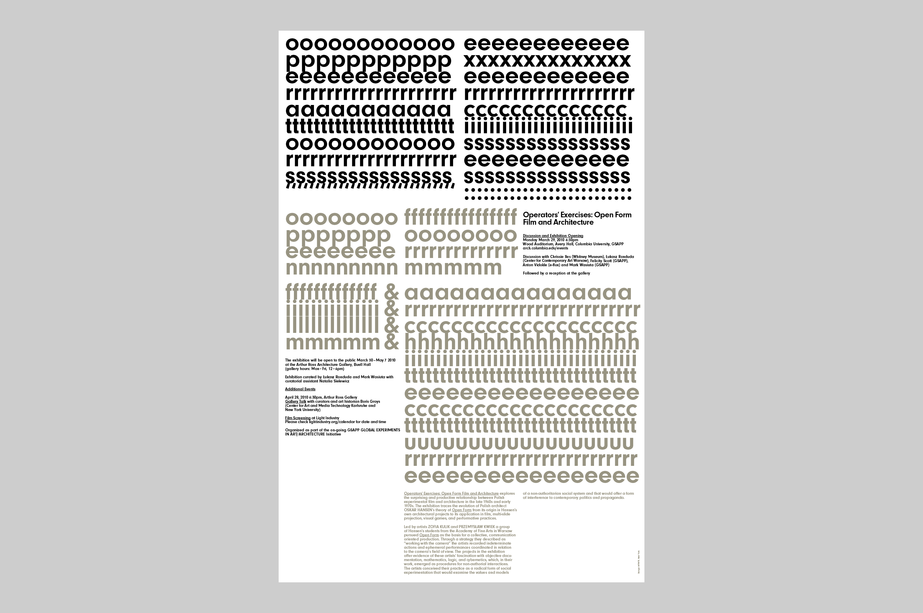 Operators Exercises: Open Form Film and Architecture  - MTWTF