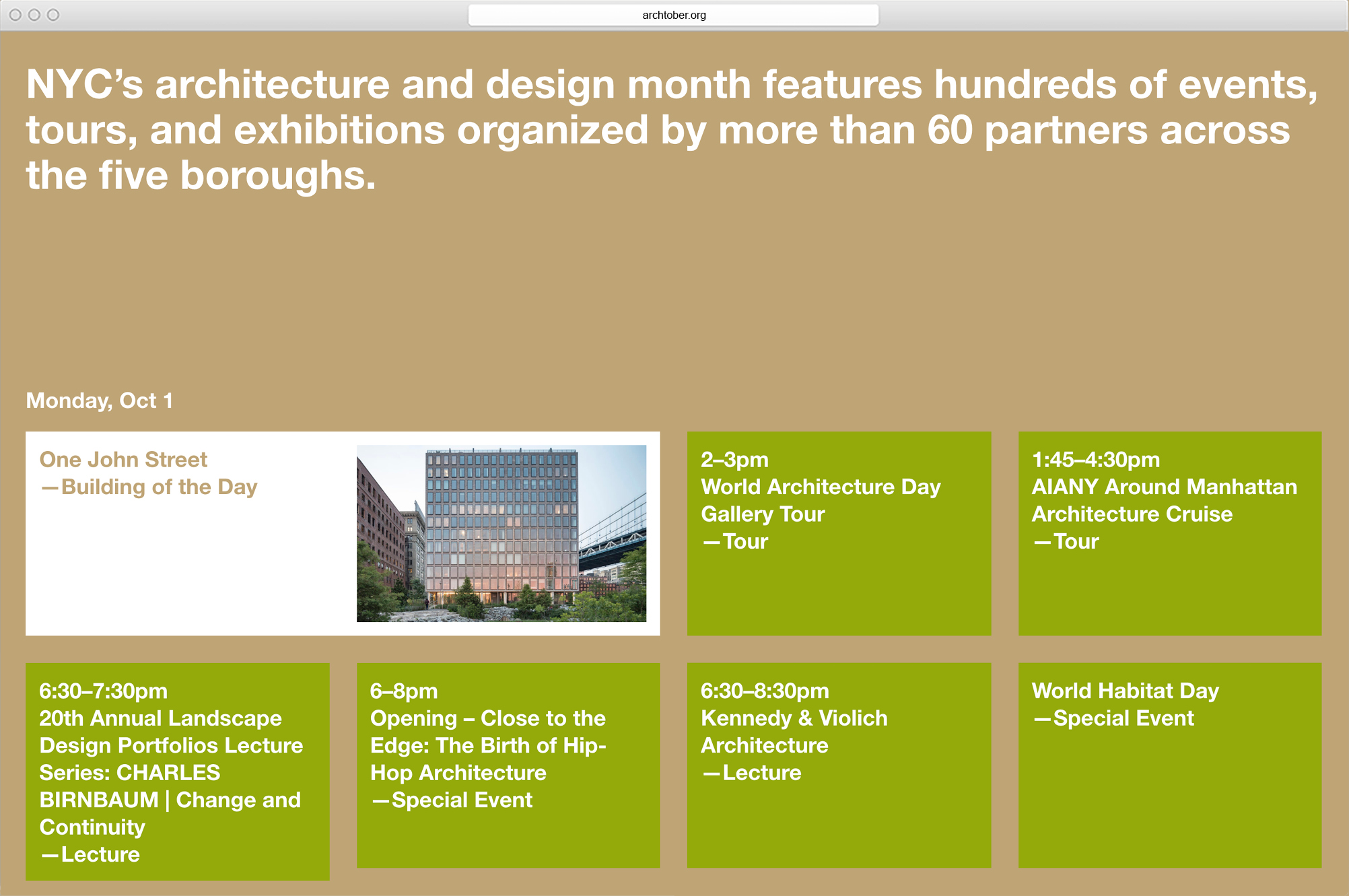Archtober website - MTWTF