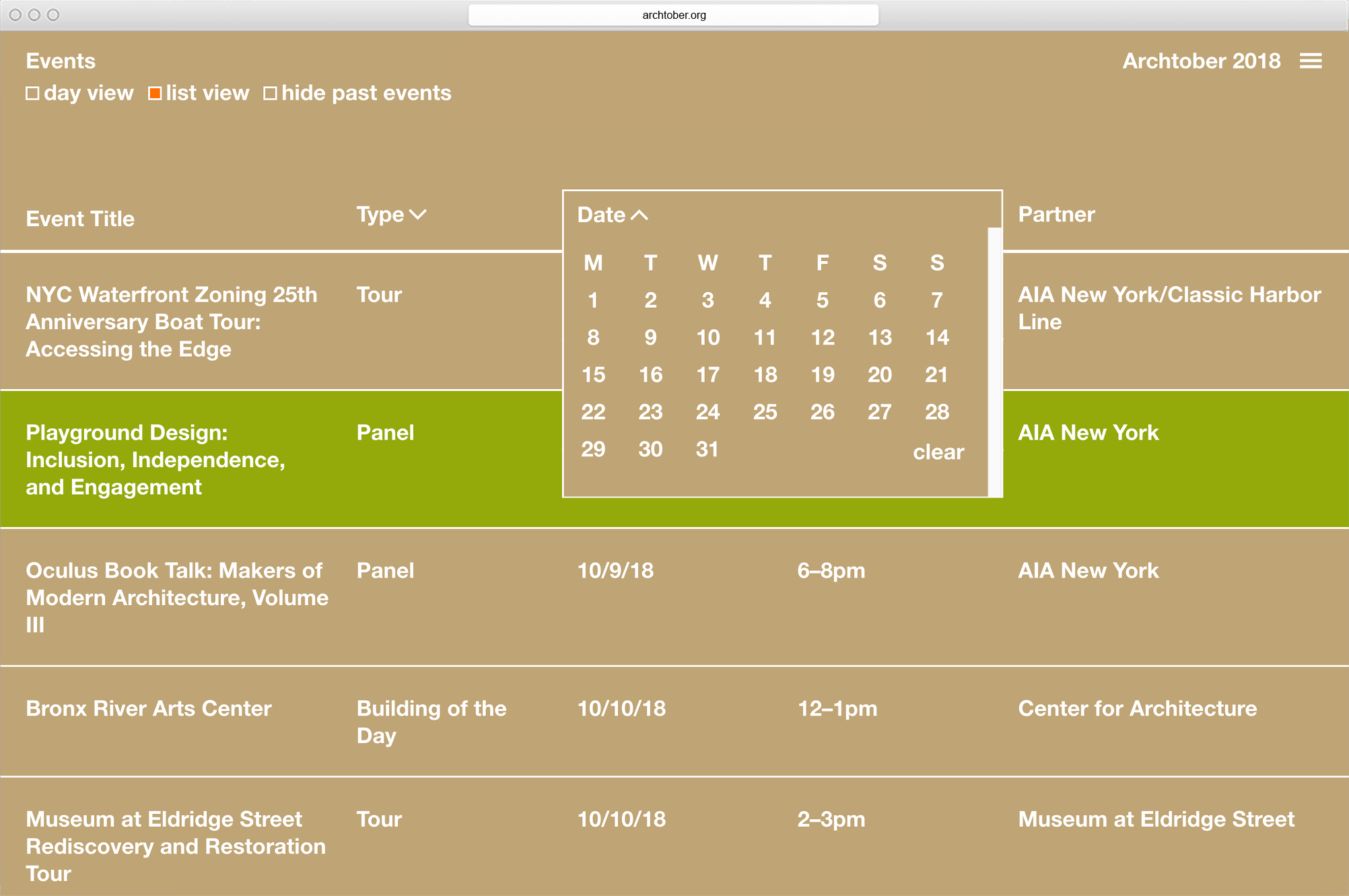 Archtober website - MTWTF