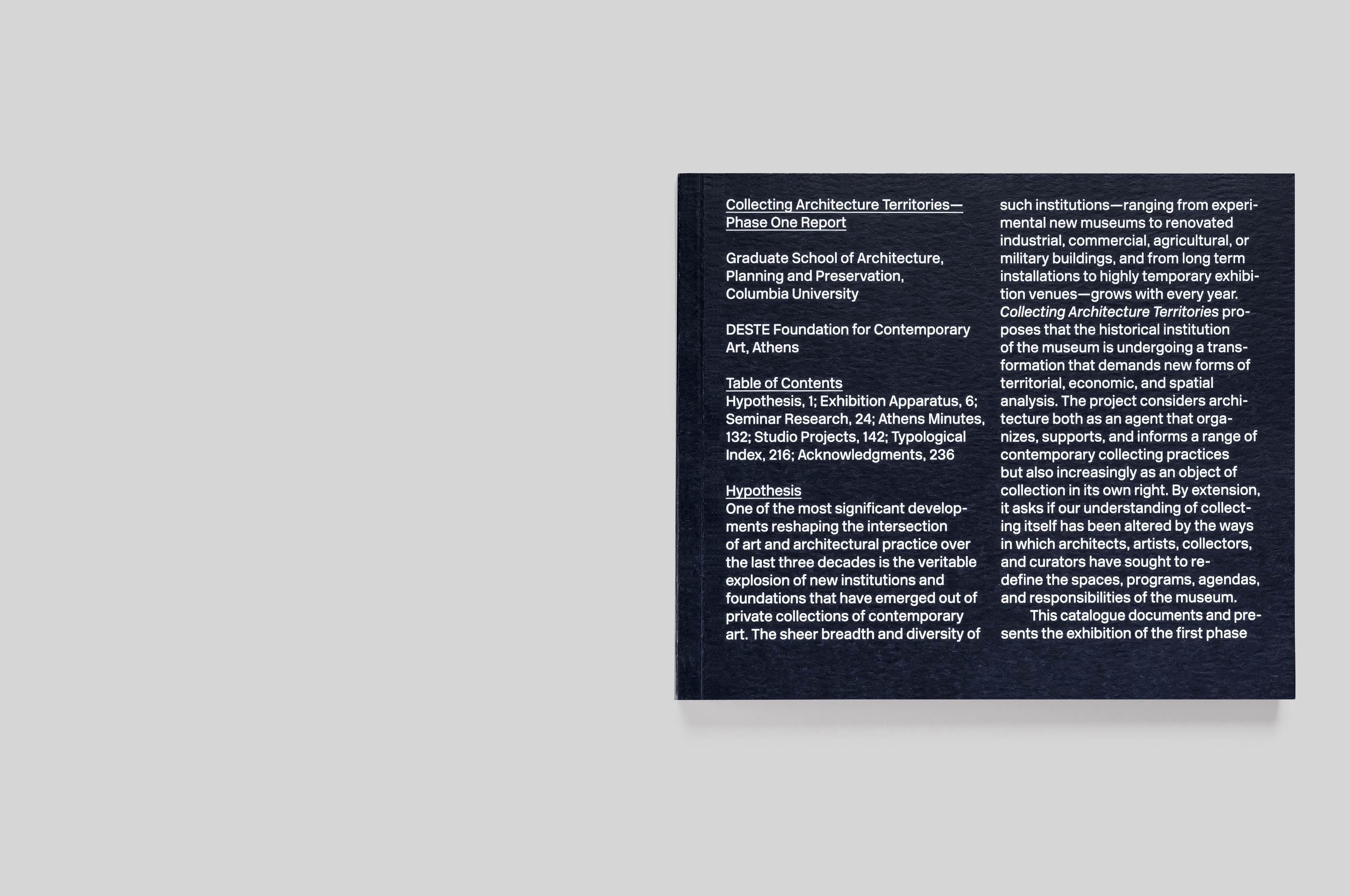 Collecting Architecture Territories - Phase One Report - MTWTF