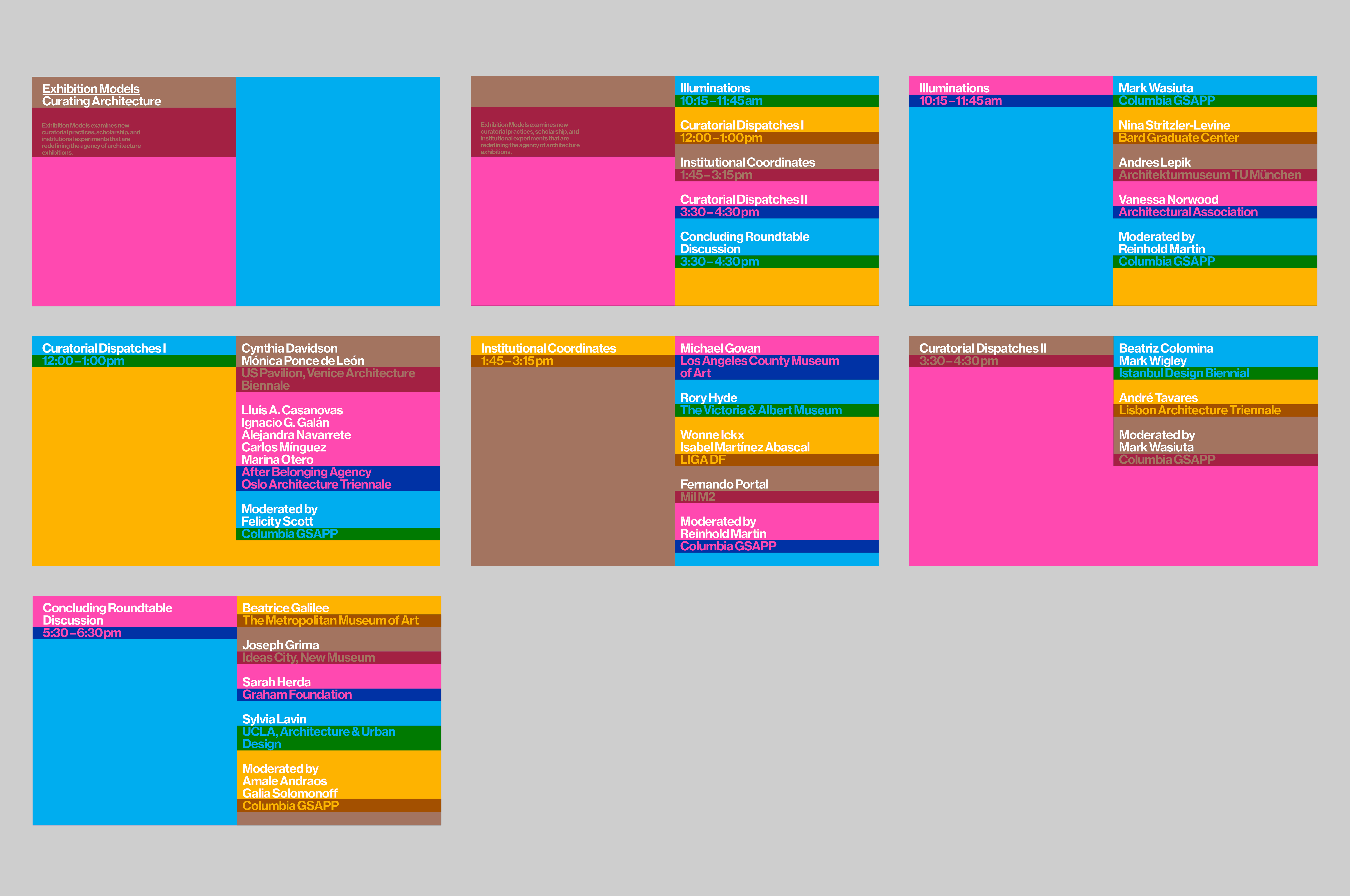 Exhibition Models: Curating Architecture conference poster - MTWTF
