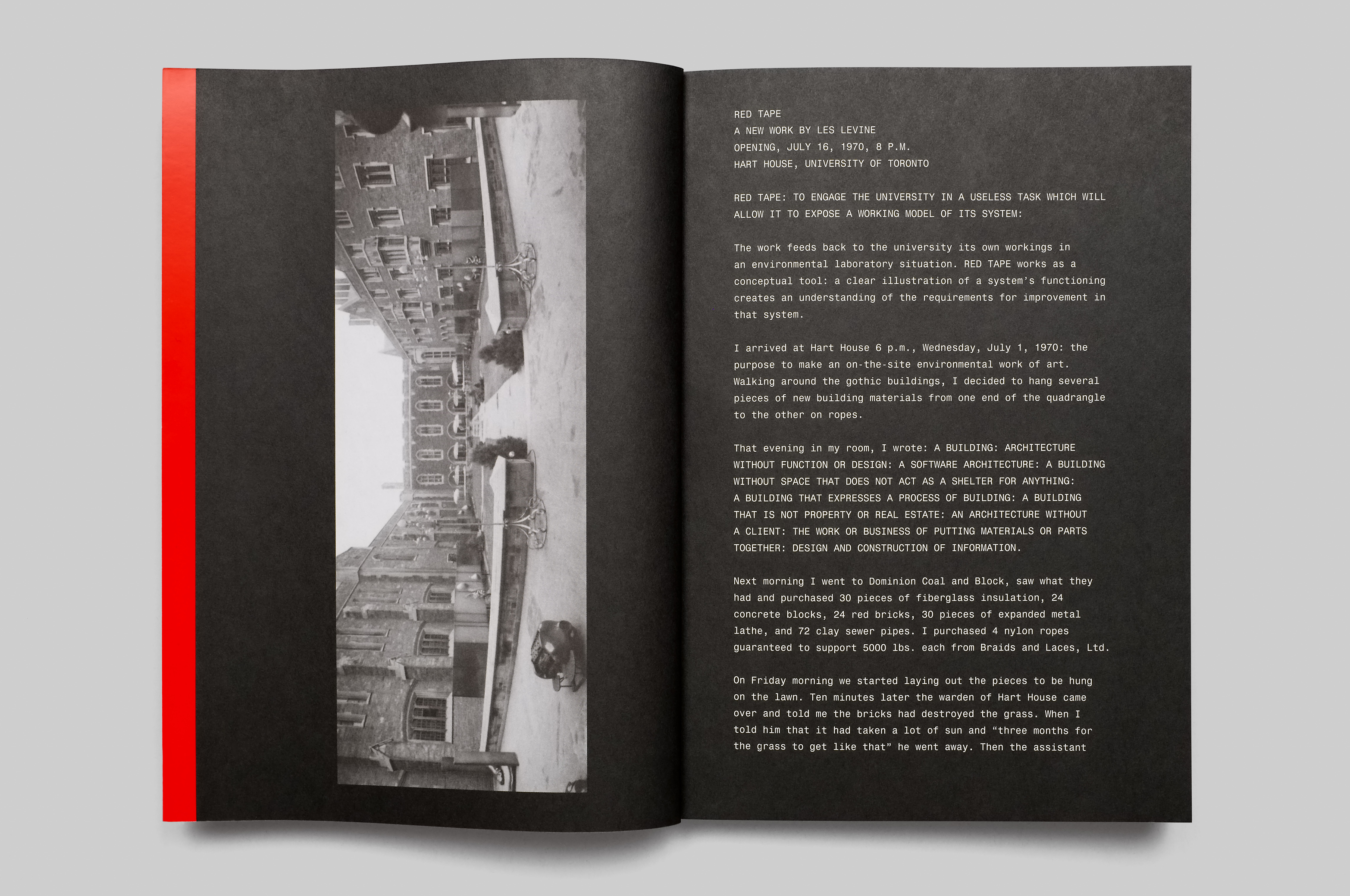Red Tape, A New Work by Les Levine, 1970: To Engage the University in a Useless Task Which Will Allow It to Expose a Working Model of Its System - MTWTF